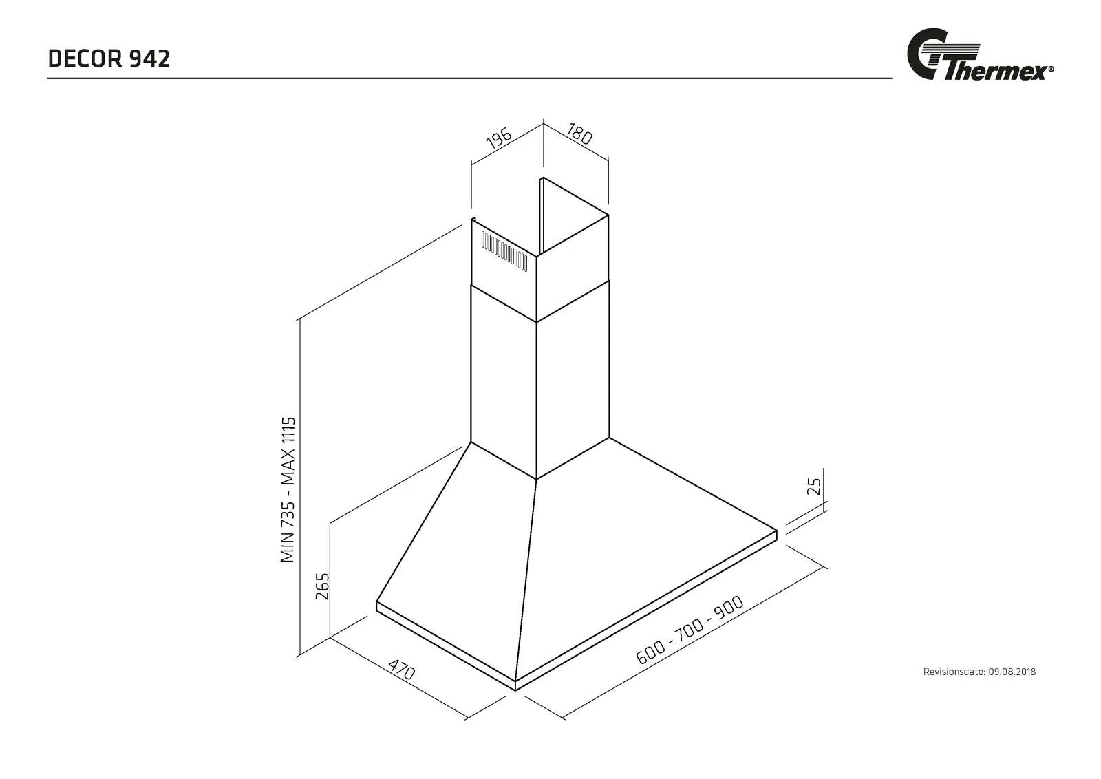 Måltegning Thermex Decor 942 600 mm · Hvid