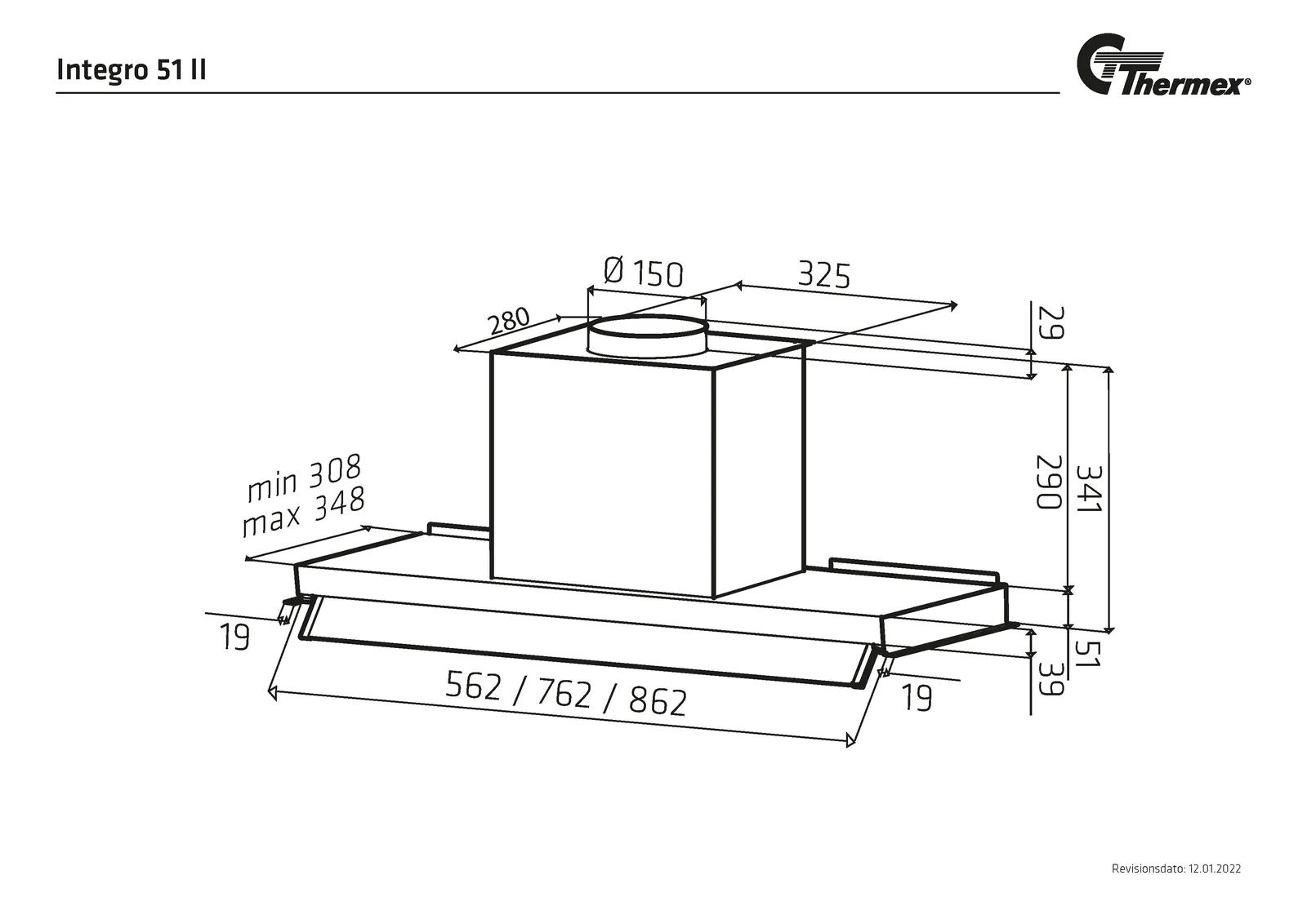 Måltegning Thermex Integro 51 II 900 mm