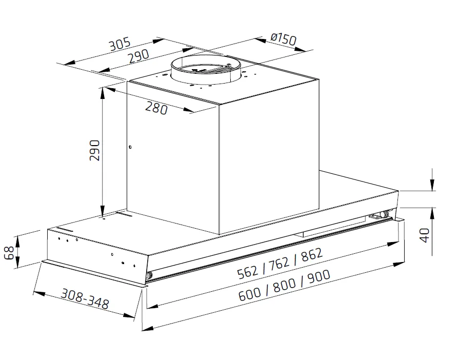 Måltegning Thermex Integro 51 II Premium - gesture control 800 mm · Rustfri
