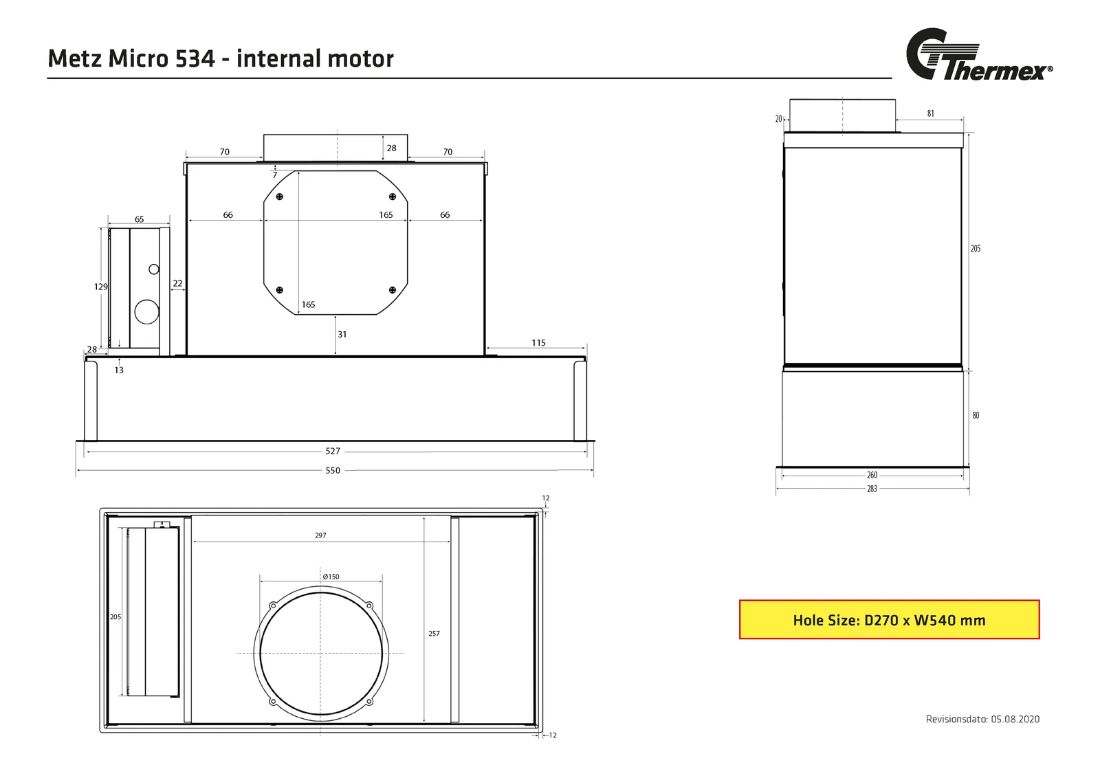 Måltegning Thermex Metz Micro 550 mm · Hvid · Med motor