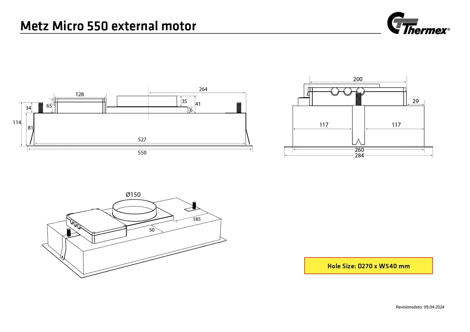 Måltegning Thermex Metz Micro 550 mm · Hvid · Uden motor