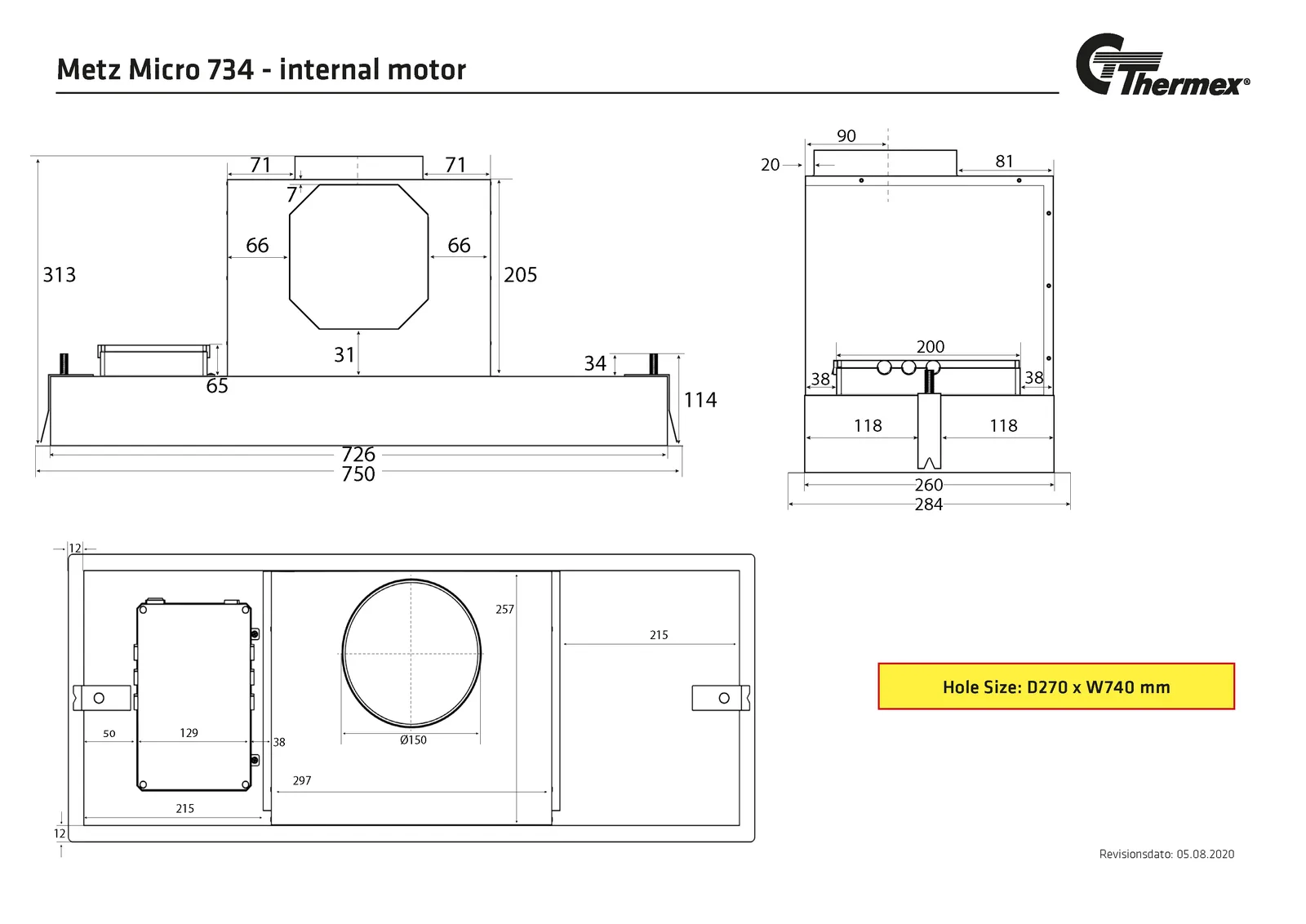 Måltegning Thermex Metz Micro 750 mm · Hvid · Med motor