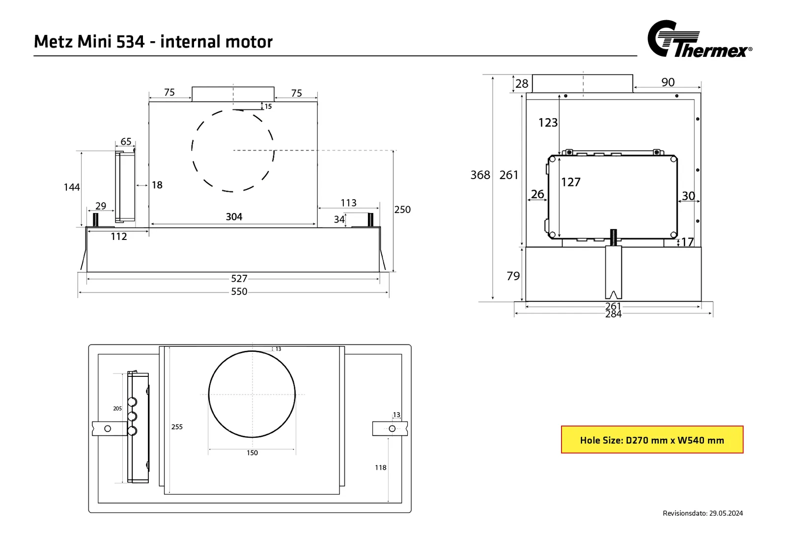 Måltegning Thermex Metz Mini 550 mm · Sort · Med motor