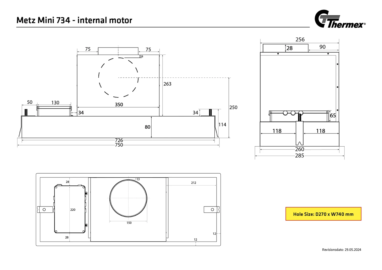 Måltegning Thermex Metz Mini 750 mm · Sort · Med motor