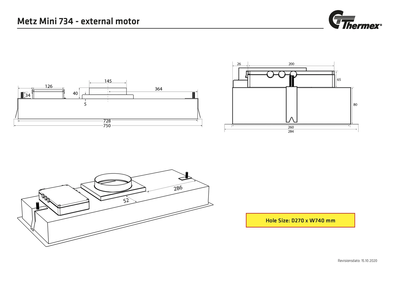 Måltegning Thermex Metz Mini 750 mm · Sort · Uden motor