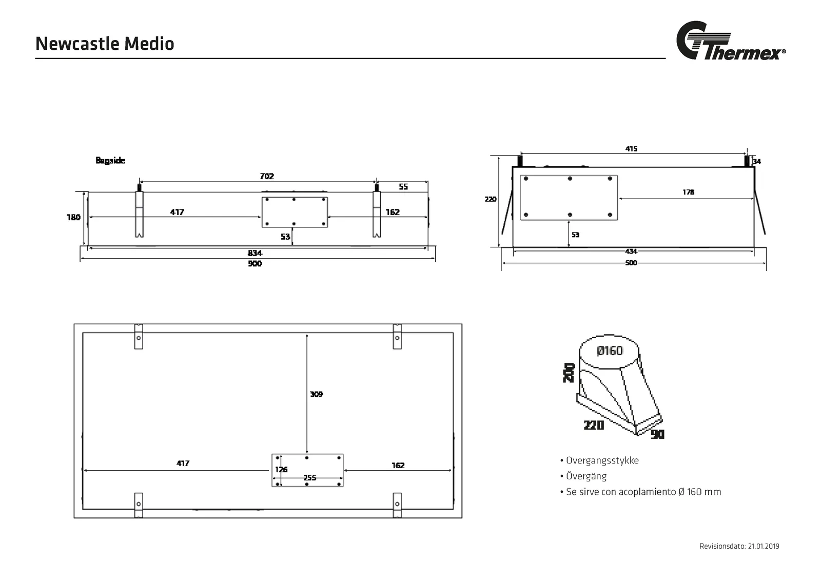 Måltegning Thermex Newcastle Medio Hvid · Med motor