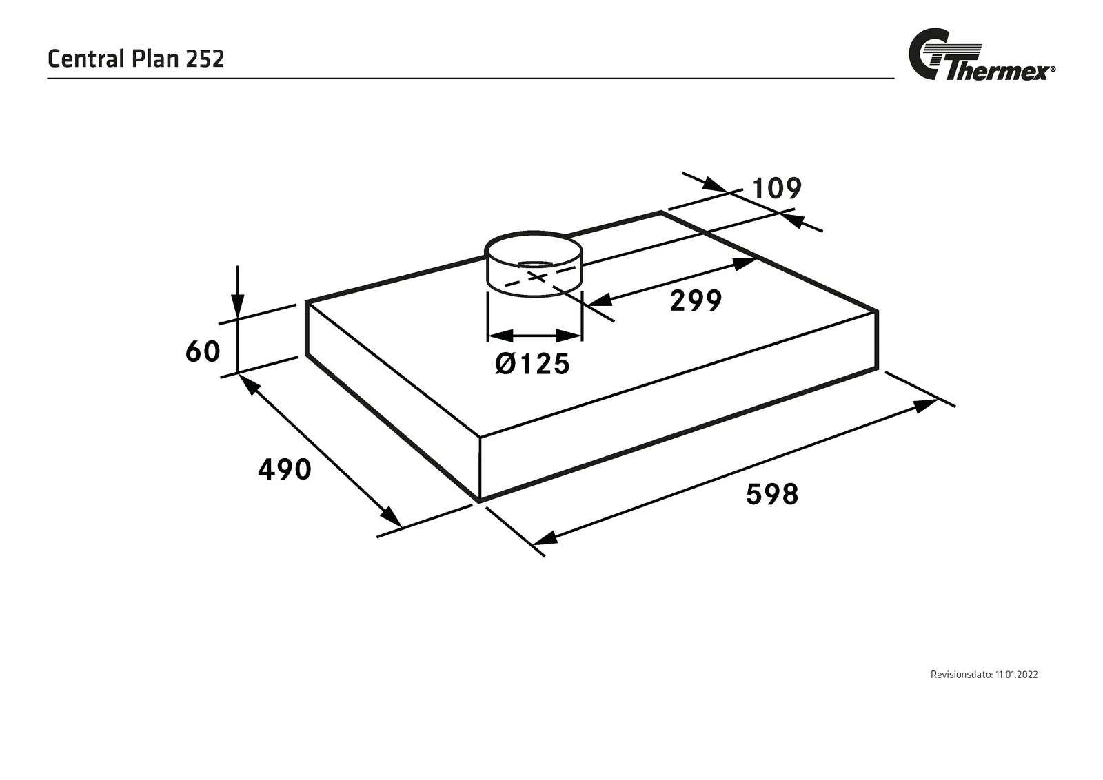 Måltegning Thermex Plan 252 600 mm hvid - Med switch