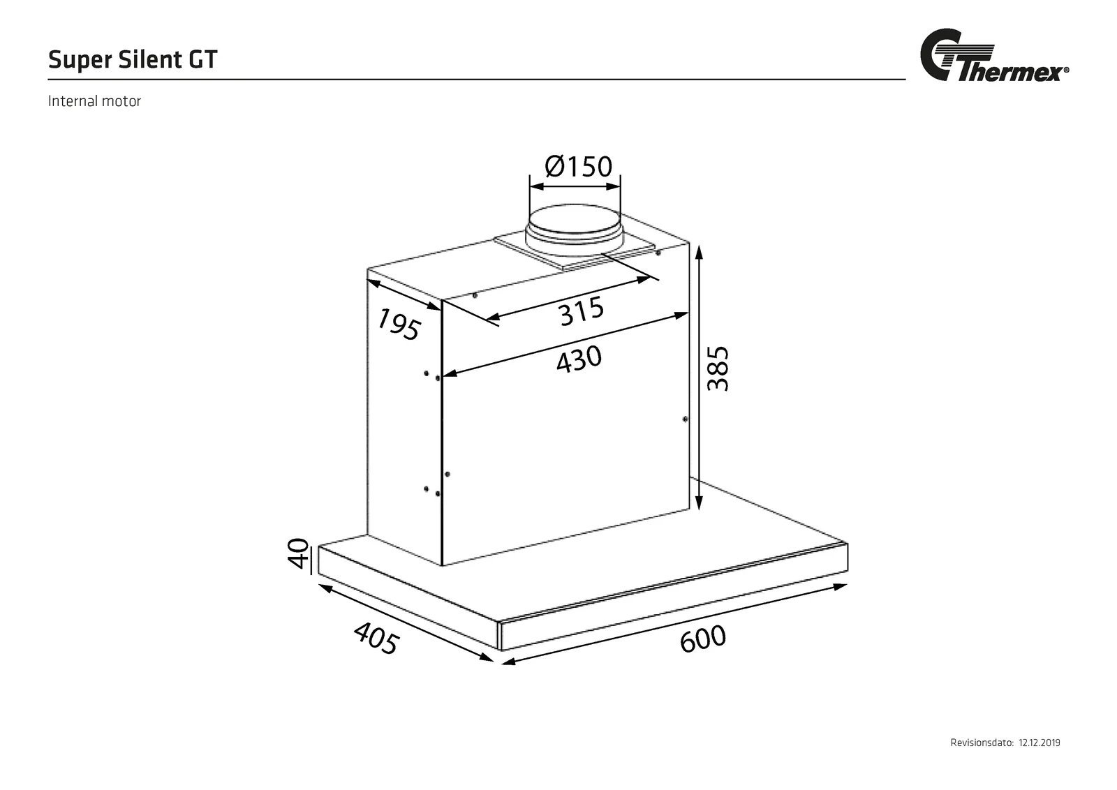 Måltegning Thermex Super Silent GT Sort/Rustfri · Med motor
