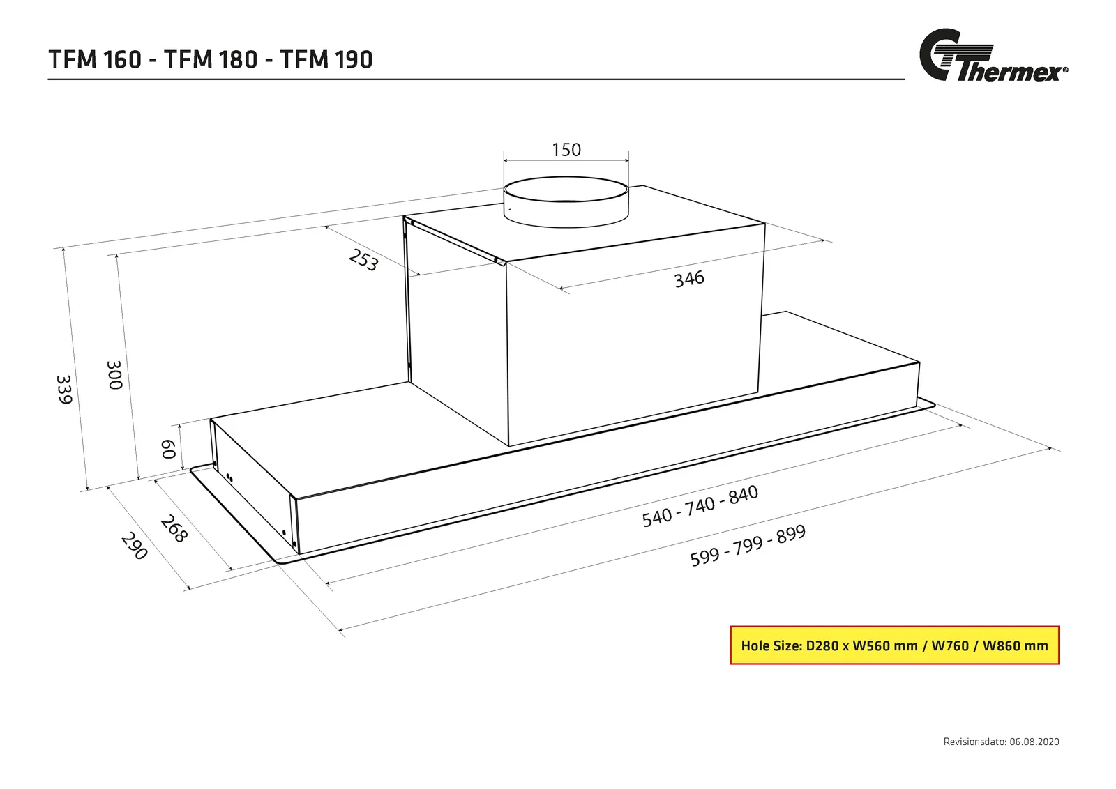 Måltegning Thermex TFM 160 60 cm - m/motor 800 mm