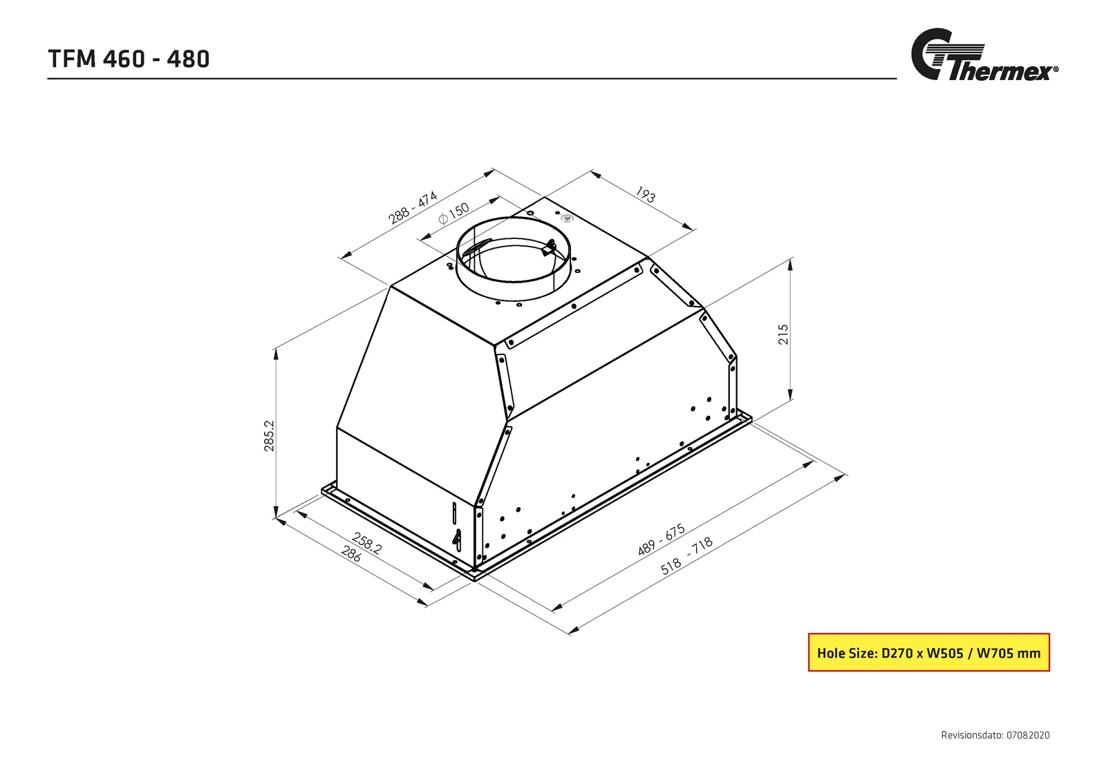 Måltegning Thermex TFM 460-480 720 mm · Rustfri