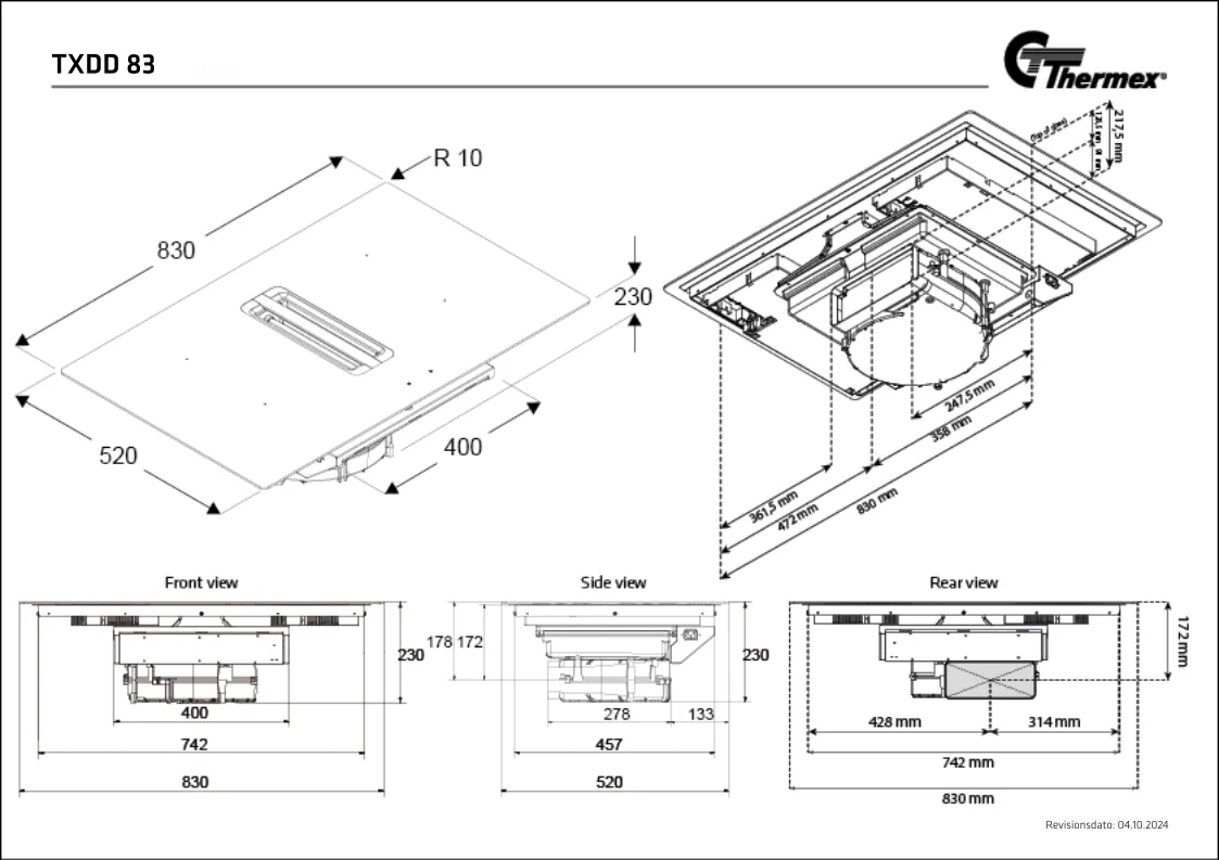 Måltegning Thermex TXDD 830 mm
